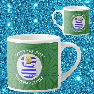 Greek Blonde Angel Christmas Flag Personalised Espresso Cup