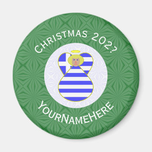 Greek Blonde Angel Christmas Flag Personalised Magnet