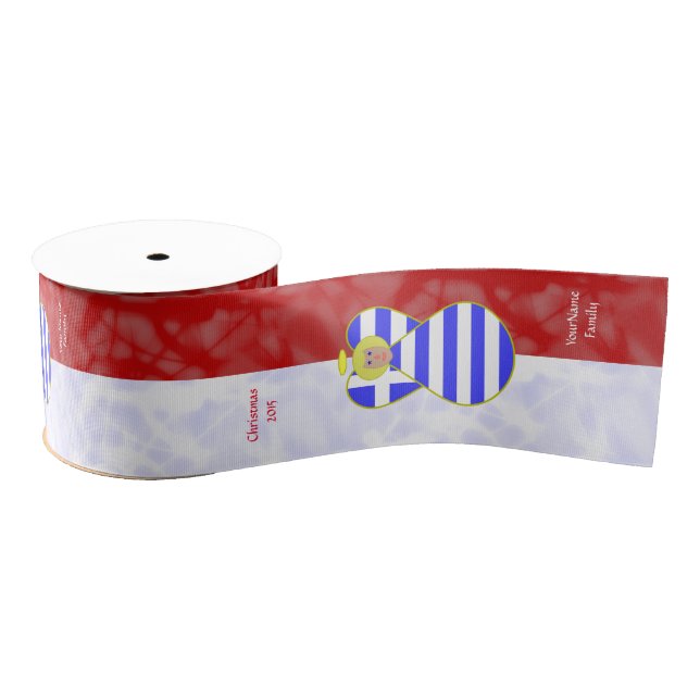 Greek Blonde Angel Flag Red and White Personalised Grosgrain Ribbon (Spool)
