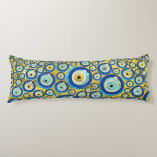 Greek Blue Glass Evil Eye Amulet Pattern Body Cushion