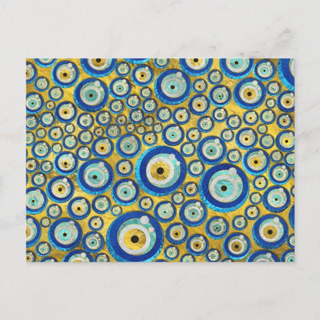 Greek Blue Glass Evil Eye Amulet Pattern Postcard (Front)