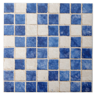 Greek Blue Mosaic Squares Ceramic Tile 