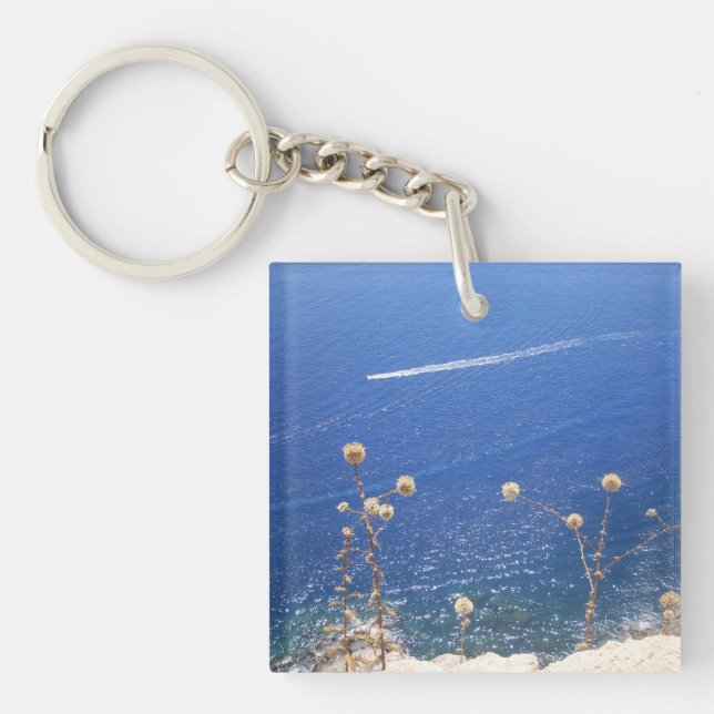 Greek Blue Sea Acrylic Key Ring (Front)