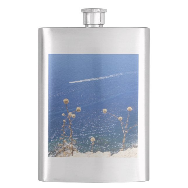Greek Blue Sea  Classic Hip Flask (Front)
