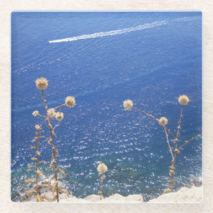 Greek Blue Sea  Glass Coaster