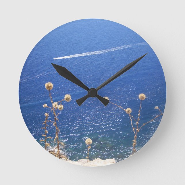 Greek Blue Sea  Round Clock (Front)