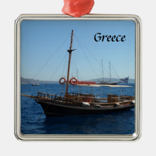 Greek Boat Metal Tree Decoration