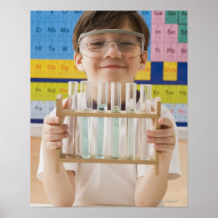 Greek boy holding rack of test tubes poster