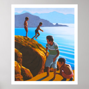 Greek Boys on the Rocks Poster