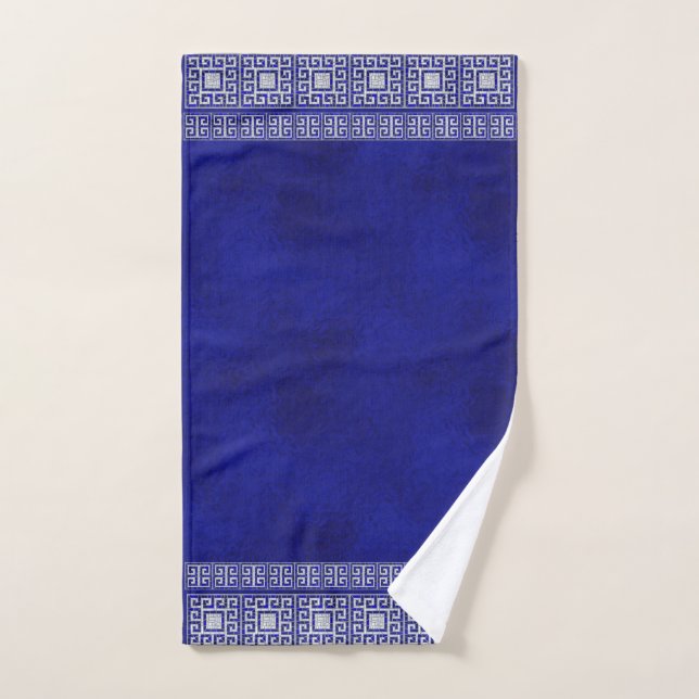 Greek Broken Tile Mosaic Art Border Bath Towel Set (Hand Towel)