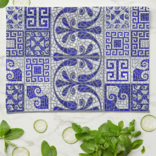 Greek Broken Tile Mosaic Art  Tea Towel