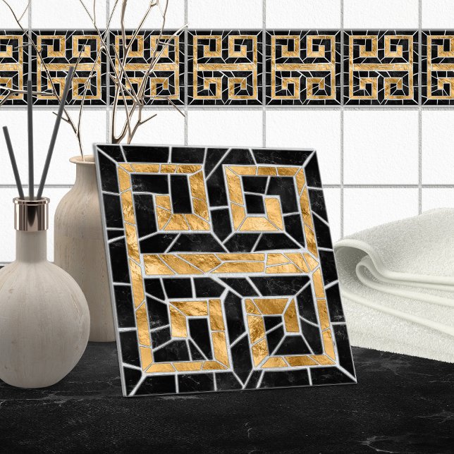Greek Broken Tile Mosaic Black and gold (Creator Uploaded)