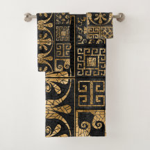 Greek Broken Tile Mosaic Black and gold