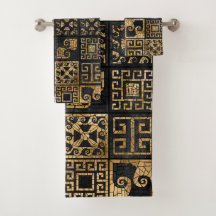 Greek Broken Tile Mosaic Black and gold