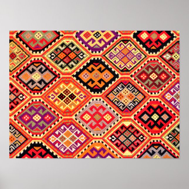 greek carpet traditional motif folk pattern genuin poster (Front)