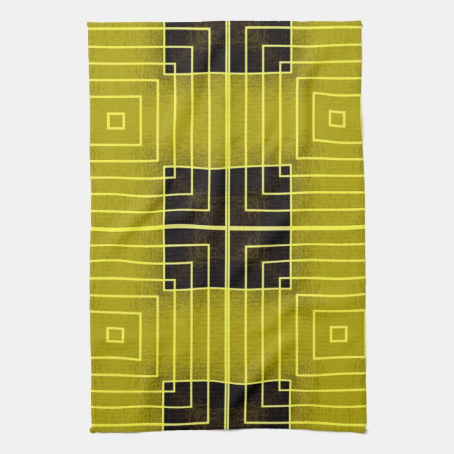 Greek Chic Towel-Yellow Tea Towel (Vertical)