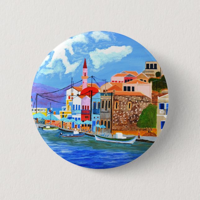 Greek Coast  6 Cm Round Badge (Front)