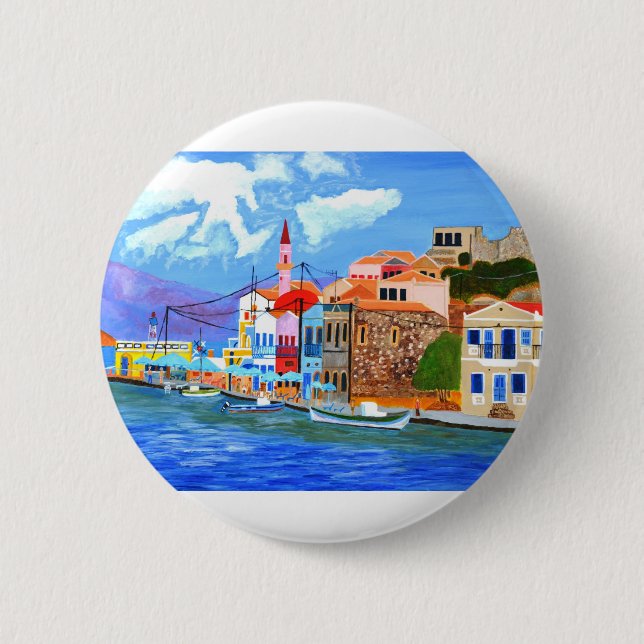 Greek coast 6 cm round badge (Front)