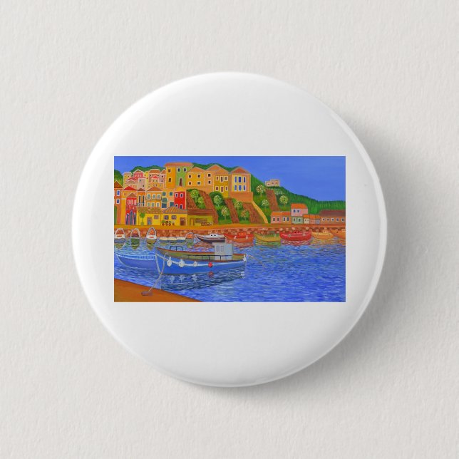Greek Coast 6 Cm Round Badge (Front)