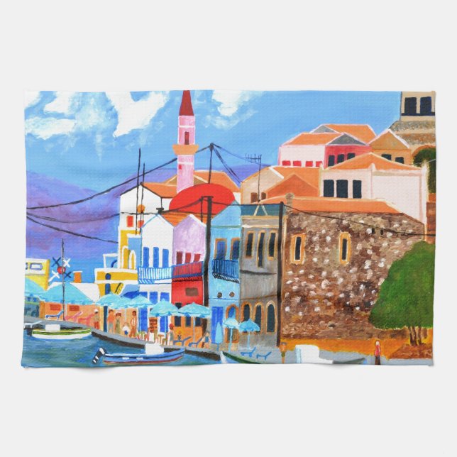 Greek coast kitchen towel (Horizontal)
