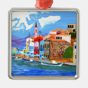 Greek coast metal tree decoration