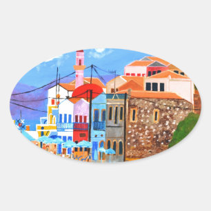 Greek coast oval sticker