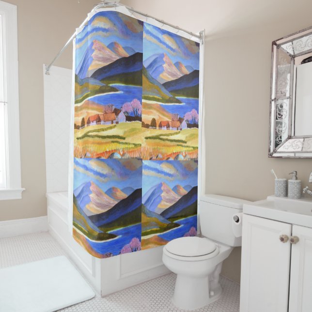 Greek Coast Shower Curtain (In Situ)