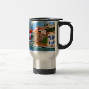 Greek coast travel mug