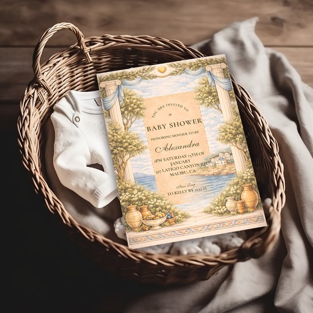 Greek Coastal Columns Baby Shower Invitation (Creator Uploaded)