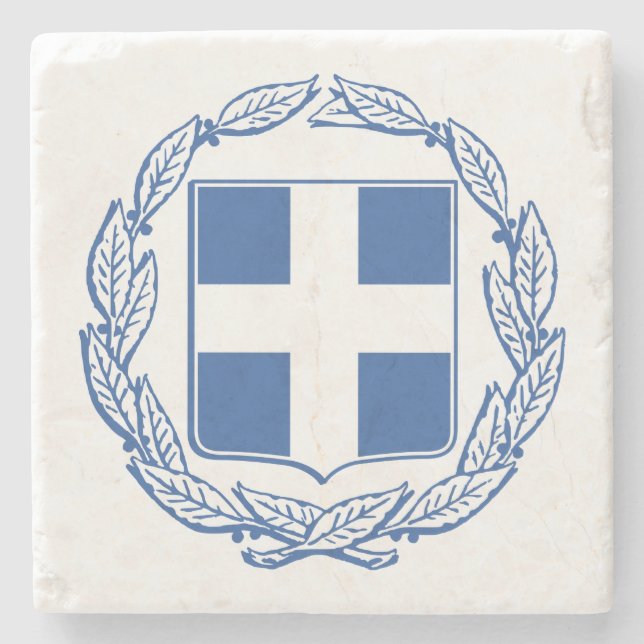 Greek Coat of Arms Stone Coaster (Front)