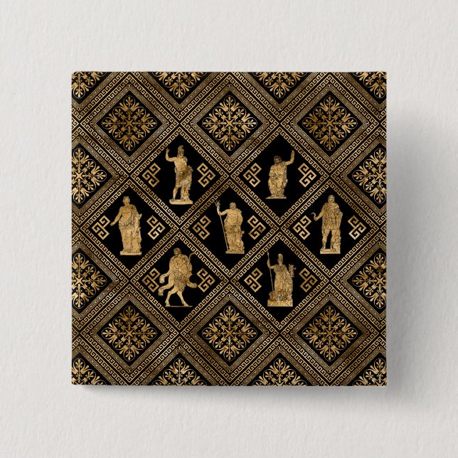 Greek Deities and Meander Key ornament 15 Cm Square Badge (Front)