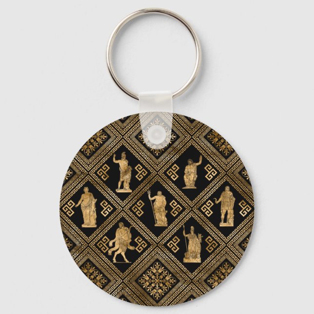 Greek Deities and Meander Key ornament Key Ring (Front)