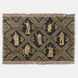 Greek Deities and Meander Key ornament Throw Blanket