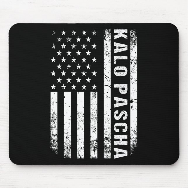 Greek Easter Kalo Pascha Retro Us Flag Greek Ameri Mouse Pad (Front)