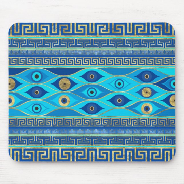 Greek Evil Eye and Greek Key ornament Mouse Pad (Front)