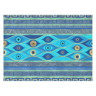 Greek Evil Eye and Greek Key ornament Tablecloth