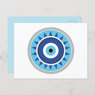 Greek Evil Eye Blue White Postcard
