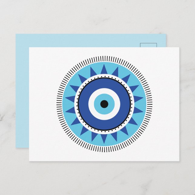 Greek Evil Eye Blue White Postcard (Front/Back)