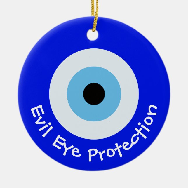 Greek Evil Eye Ceramic Tree Decoration (Front)