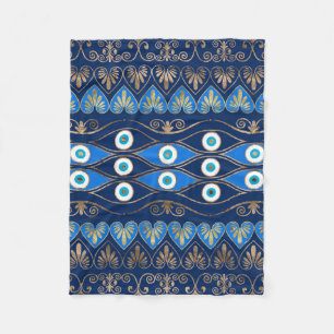 Greek Evil Eye ornament Fleece Blanket