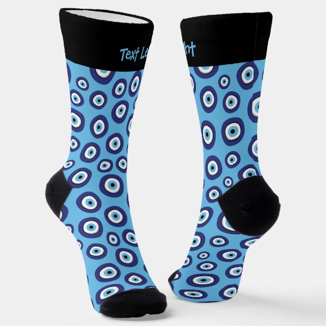 Greek Evil Eye Pattern Socks (Angled)