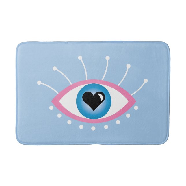 Greek Evil Eye With Eyelashes Pink Blue  Bath Mat (Front)