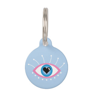 Greek Evil Eye With Eyelashes Pink Blue Pet Tag