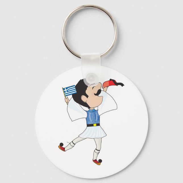Greek Evzone dancing with Flag Key Ring (Front)