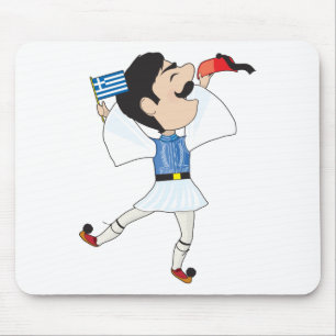 Greek Evzone dancing with Flag Mouse Pad
