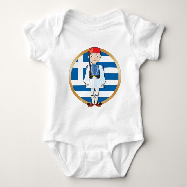 Greek Evzone with Flag Baby Bodysuit (Front)