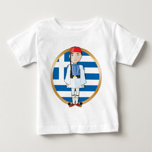 Greek Evzone with Flag Baby T-Shirt (Front)