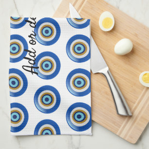 Greek Eye Design Just Add Text Tea Towel