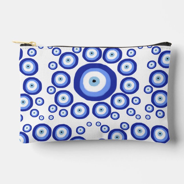 Greek Eye Good Luck Symbol Pattern Accessory Pouch (Front)