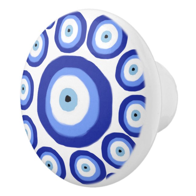 Greek Eye Good Luck Symbol Pattern  Ceramic Knob (Right)